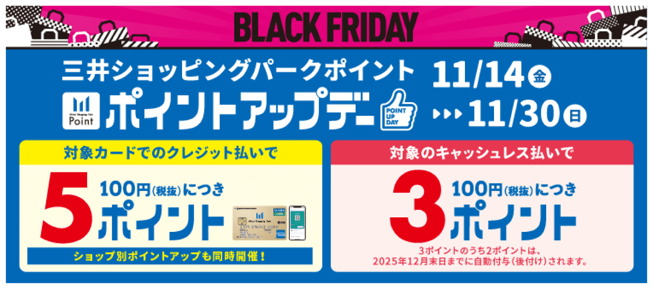11/14(金)-11/30(日)開催 三井ショッピングパークポイントアップデー
