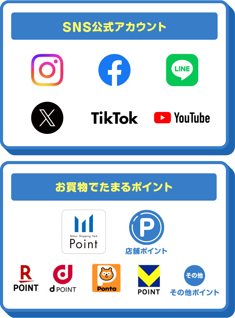 SNS公式アカウント・お買い物でたまるポイント