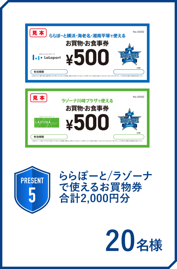 ららぽーと/ラゾーナで使えるお買物券合計2,000円分 20名様