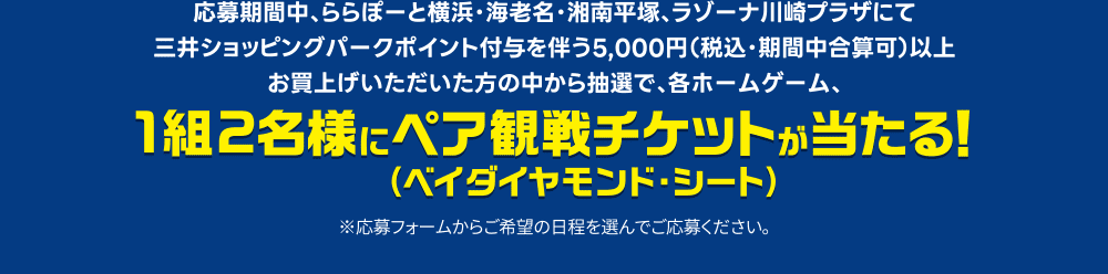 1組2名様にペア観戦チケットが当たる！