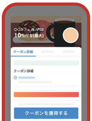 携帯でのクーポン獲得時の操作方法の画像