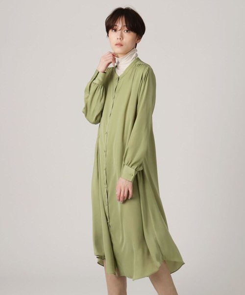 Style Yourself サテンギャザーボリュームワンピース Grove グローブ の通販 Mall