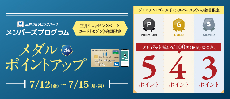 三井ショッピングパーク メンバーズプログラム メダルdeポイントアップ