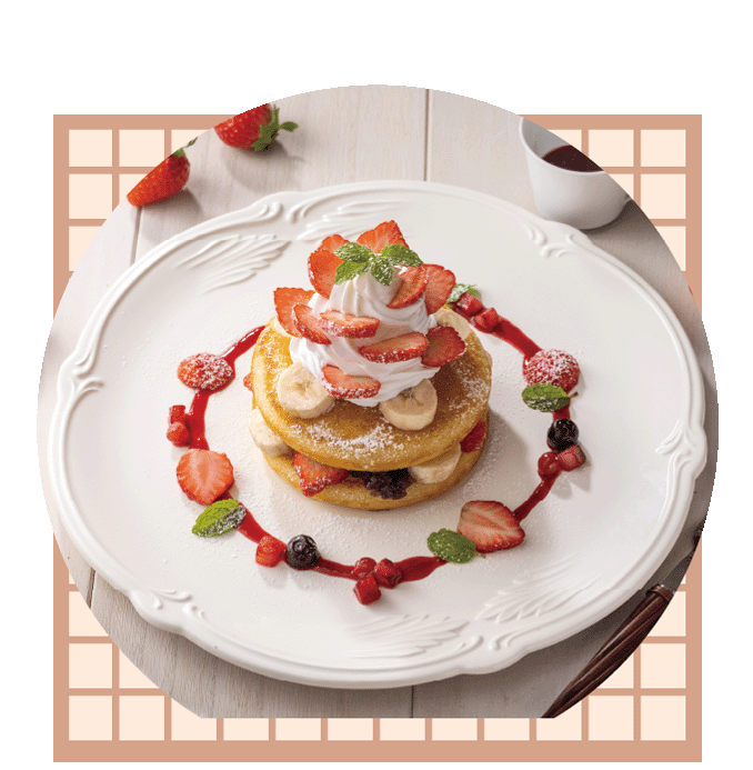 たっぷり苺のパンケーキ