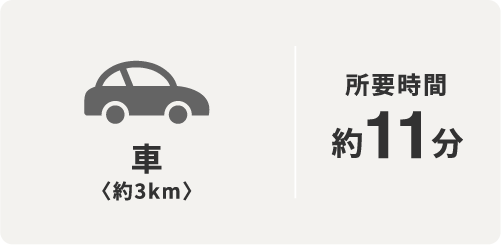 車〈約3km〉 所要時間約11分