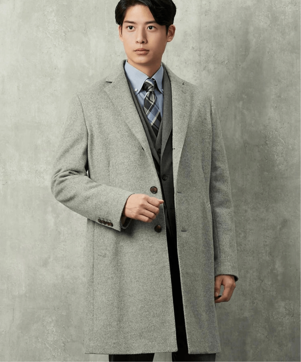 カシミヤ混ウールチェスターコート