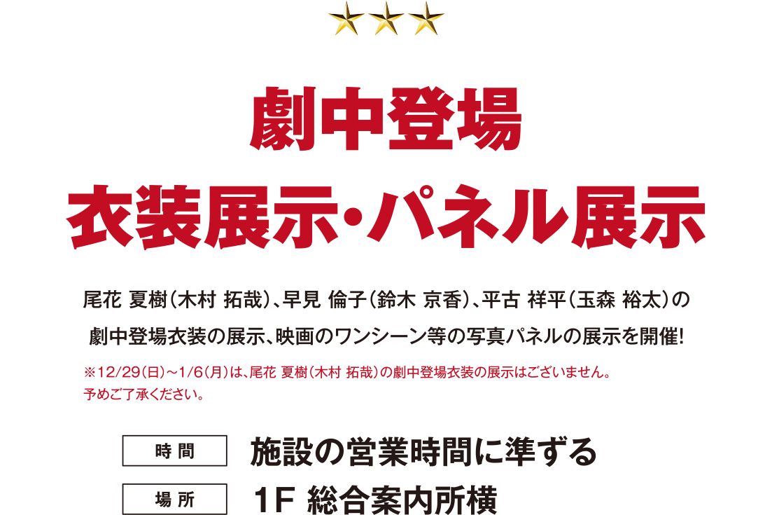 劇中登場衣装展示・パネル展示