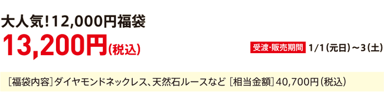 Very popular! 12,000 yen lucky bag