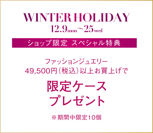 ファッションジュエリー49,500円（税込）以上お買上げで限定ケースプレゼント