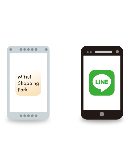 三井ショッピングパークアプリ、ラブラ万代・ラブラ２LINE公式アカウント、ダブルでおトク！両方ダウンロードすると！
