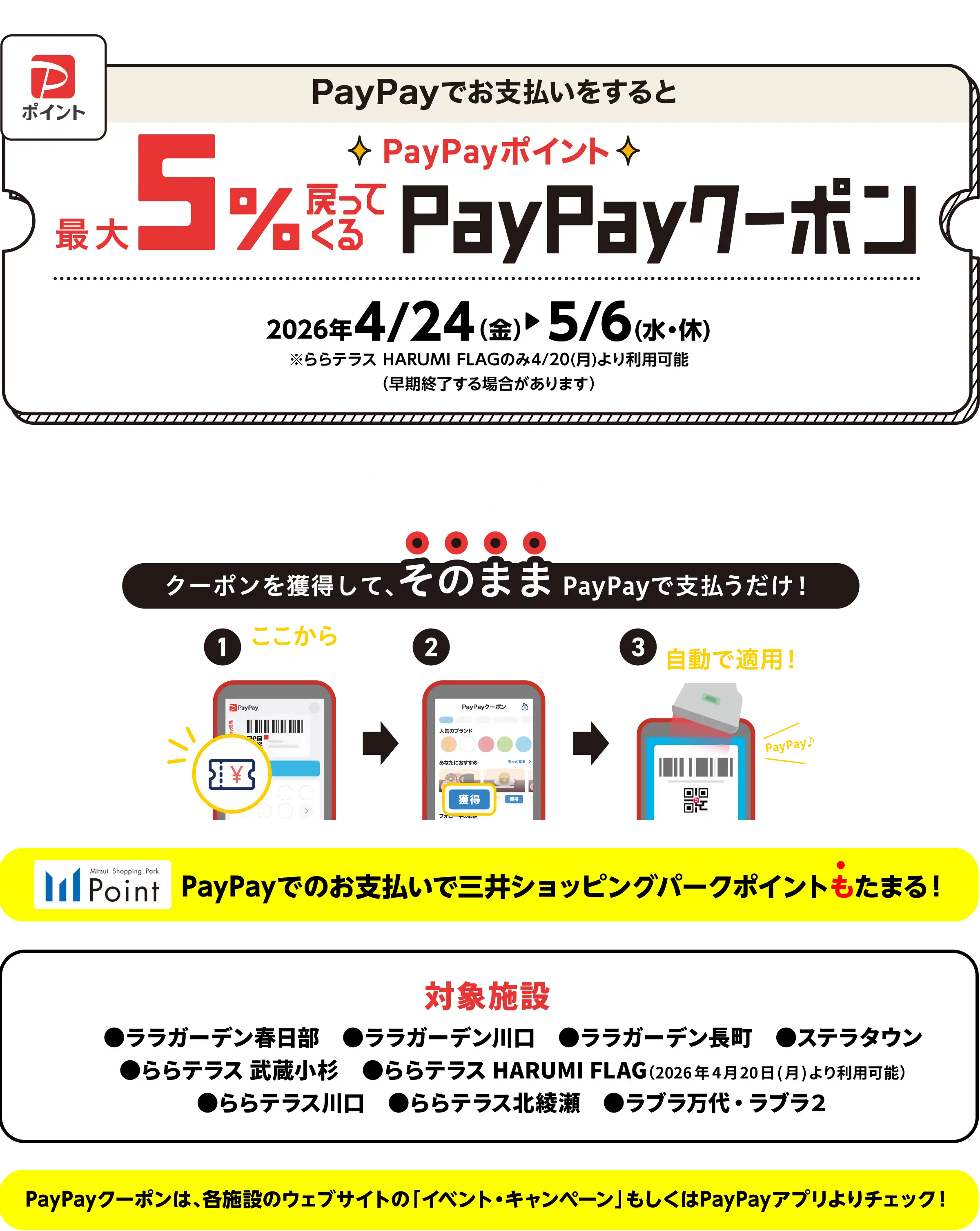 PayPayでお支払いをすると、PayPayポイント最大5%戻ってくる PayPayクーポン