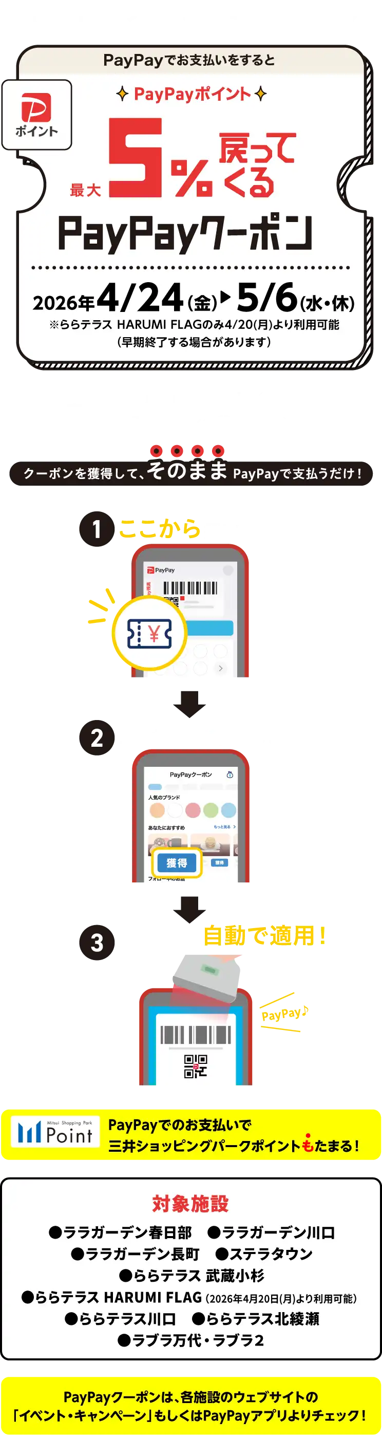 PayPayでお支払いをすると、PayPayポイント最大5%戻ってくる PayPayクーポン
