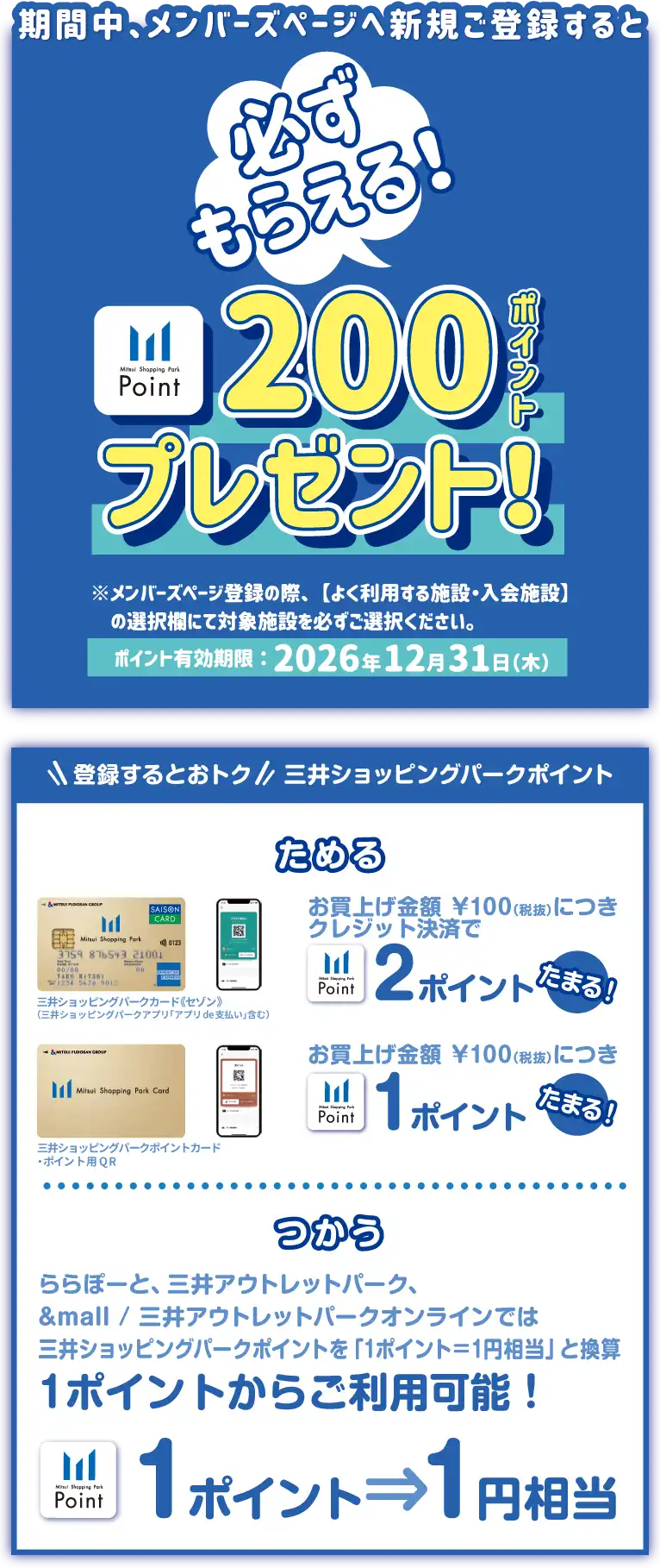 期間中、メンバーズページへ新規ご登録するともれなく...200ポイントプレゼント!