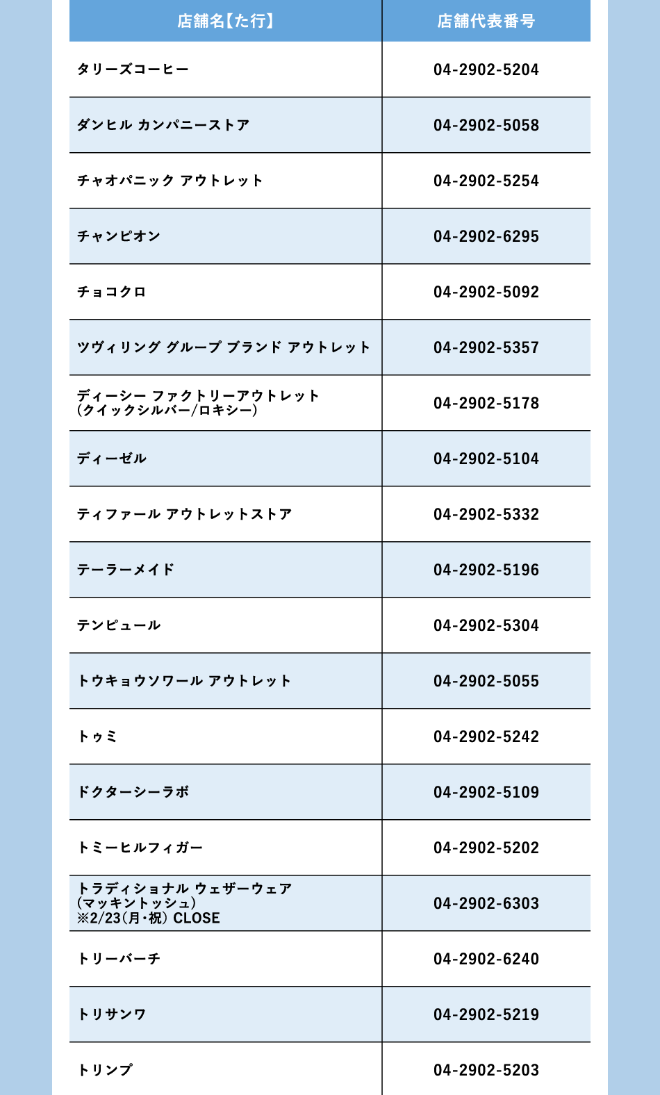 商店名称：TA行