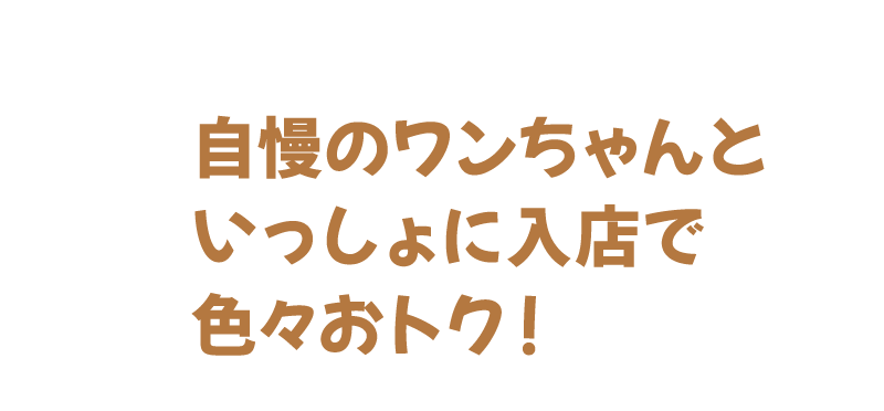 自慢のワンちゃんといっしょに入店で色々おトク！