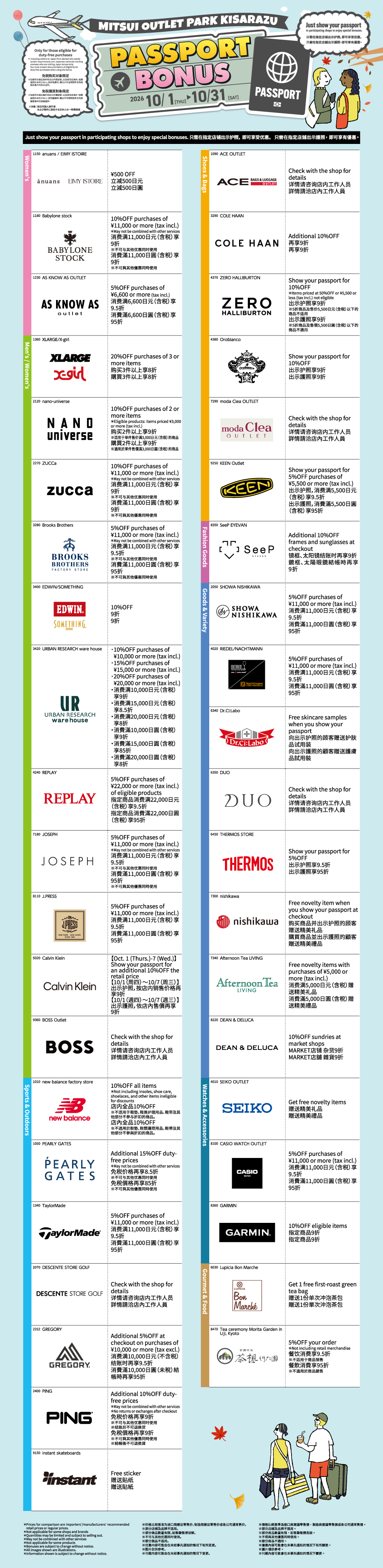 PASSPORT BONUS 10/1 (火) ~31 (土)