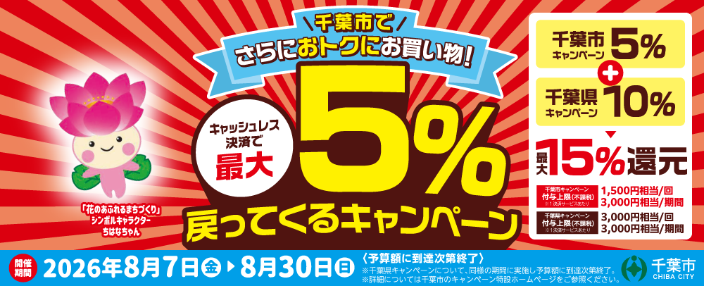 千葉市でさらにおトクにお買い物！キャッシュレス決済で最大5%戻ってくるキャンペーン