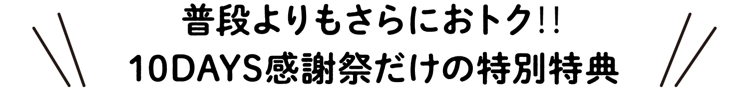 比平时更划算!!仅限10DAYS感恩节的特别特典