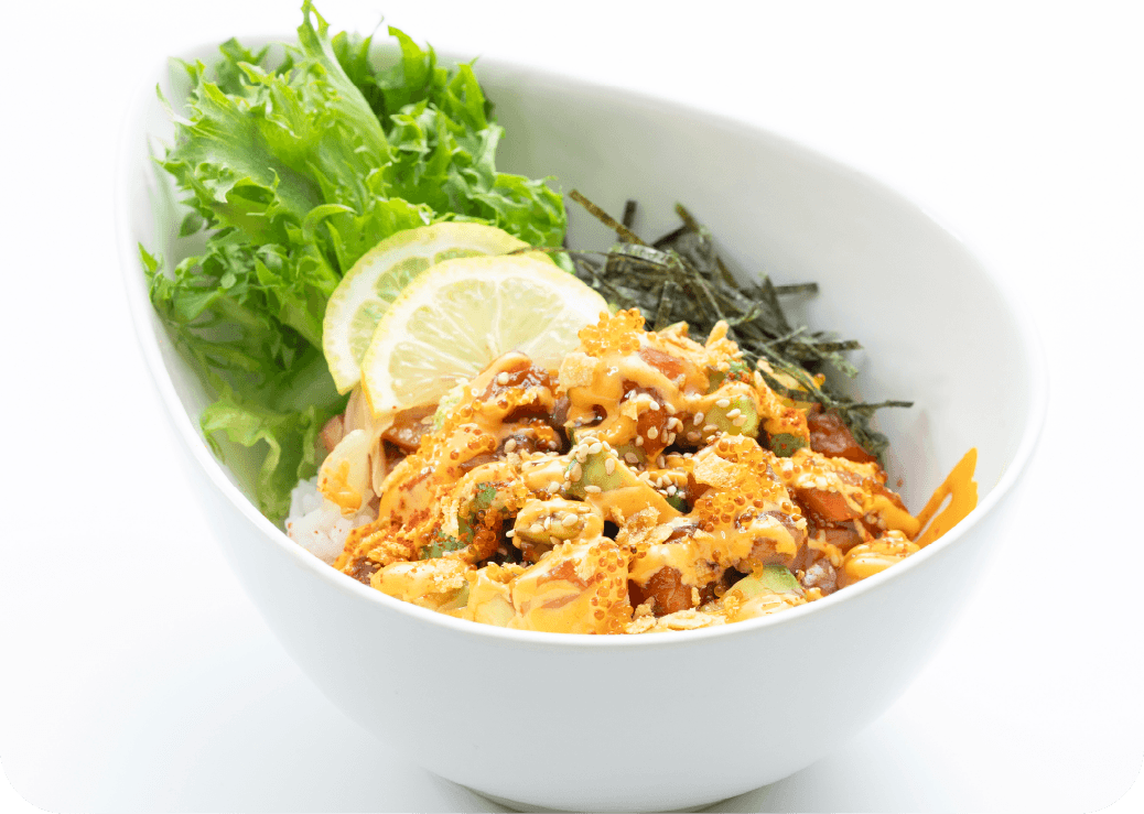 참치와 아보카도의 매운 포키 덮밥 (스프 포함)