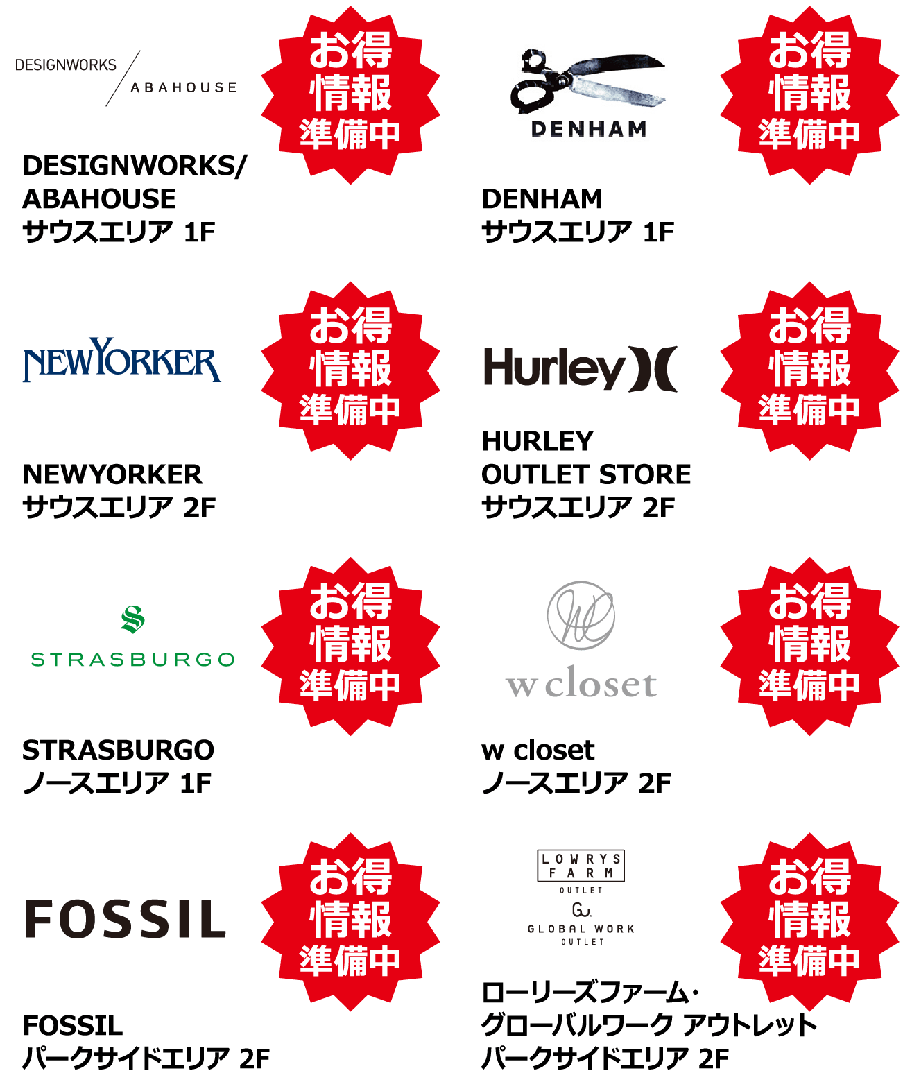スーパーアウトレットセール各店舗情報