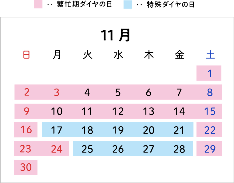 11月の時刻表
