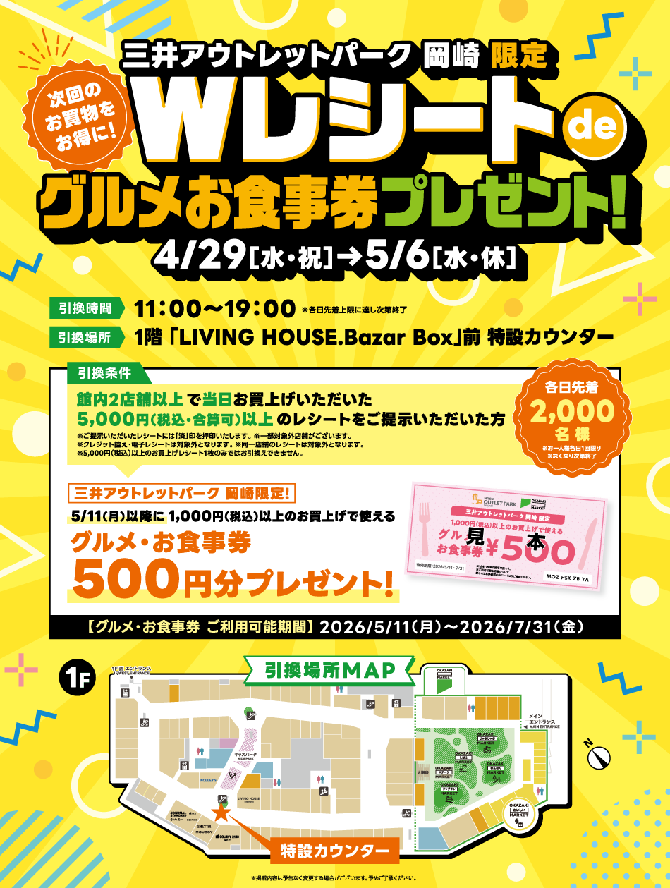 Wレシートdeグルメお食事券プレゼント！