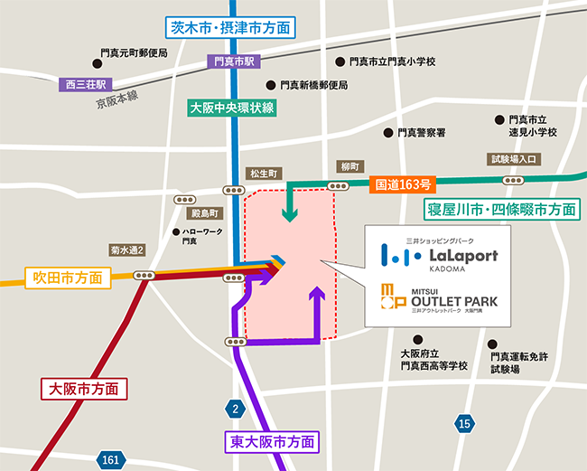 三井アウトレットパーク大阪門真 近隣地図