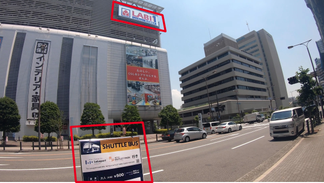 11.Bus stop for LaLaport Kadoma & Mitsui Outlet Park Osaka Kadoma in front of the Yamada Denki Labi.