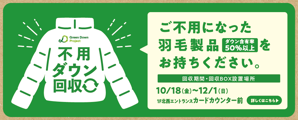 不用ダウン回収 10/18（金）～12/1（日）