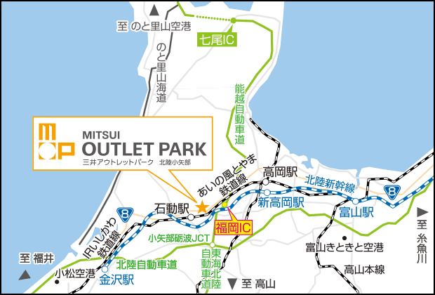 三井アウトレットパーク北陸小矢部広域地図