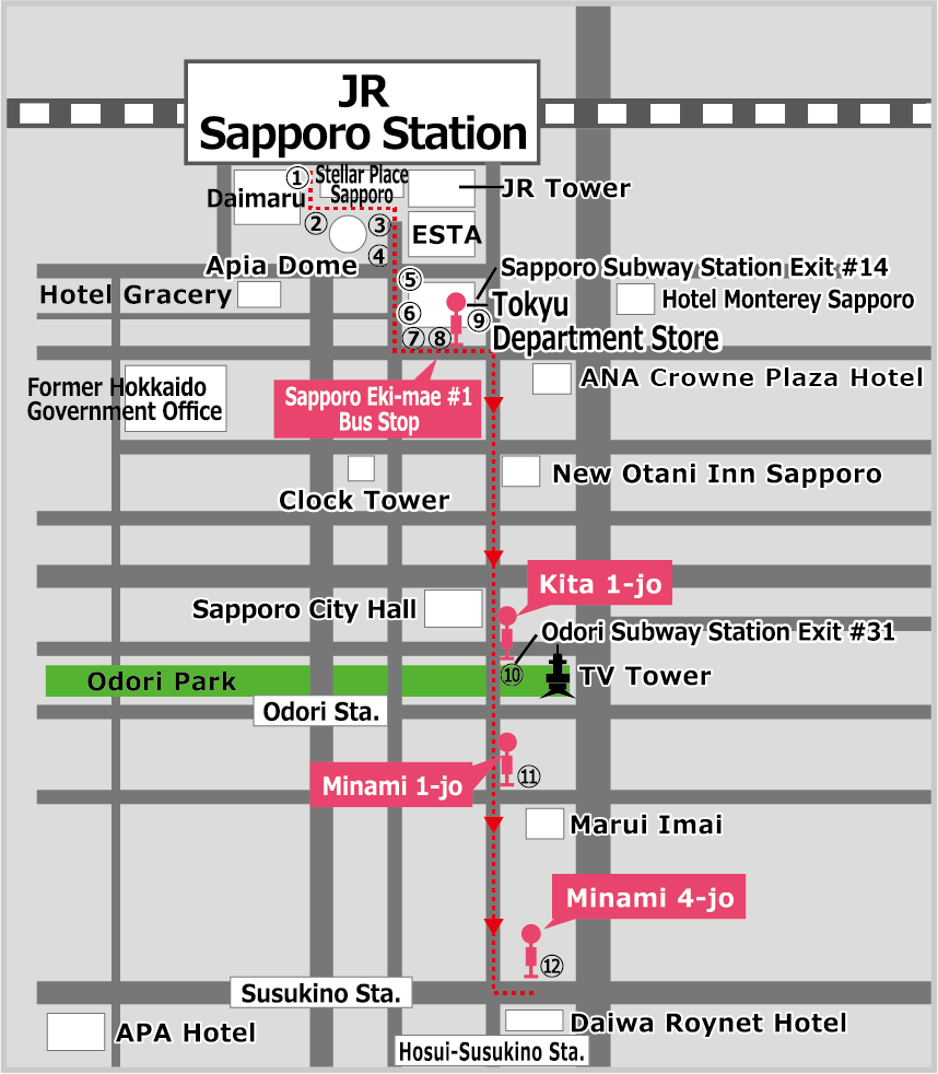 Going by Direct Bus from Sapporo Station Area