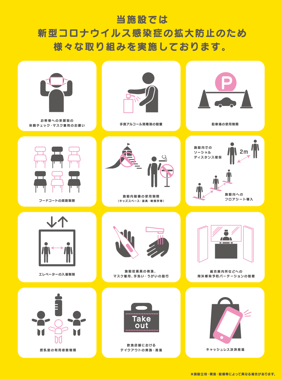 新型コロナウイルス感染症拡大防止の取り組み お客様へご協力のお願い 三井アウトレットパーク 北陸小矢部