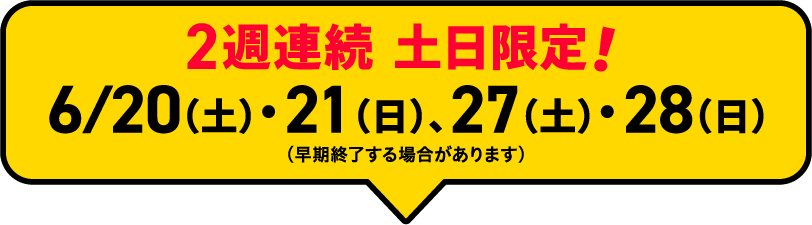 6/20（土）・21（日）、27（土）・28（日）