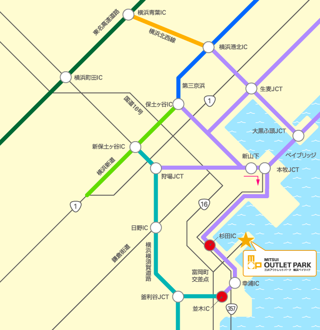 三井アウトレットパーク 横浜ベイサイド 広域地図