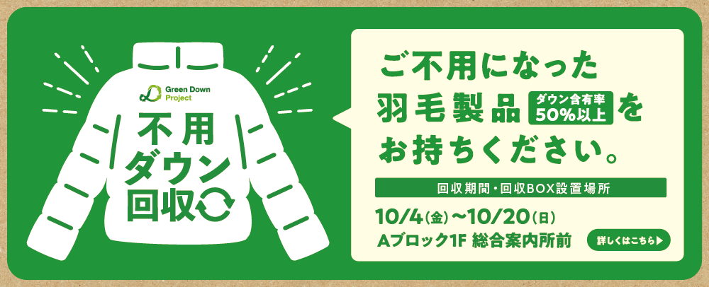 不用ダウン回収 10/4（金）～10/20（日）