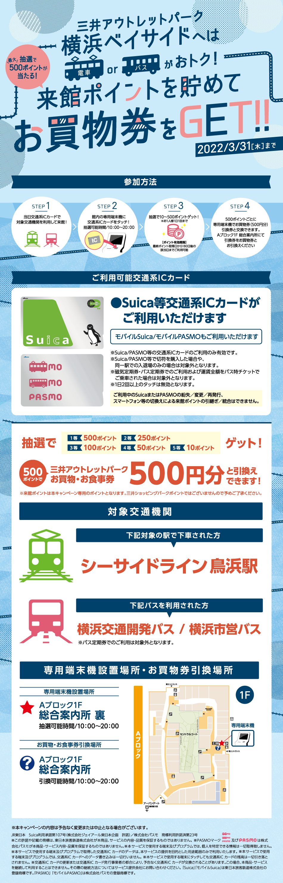 Icカードタッチキャンペーン 2022 3 31 木 三井アウトレットパーク 横浜ベイサイド