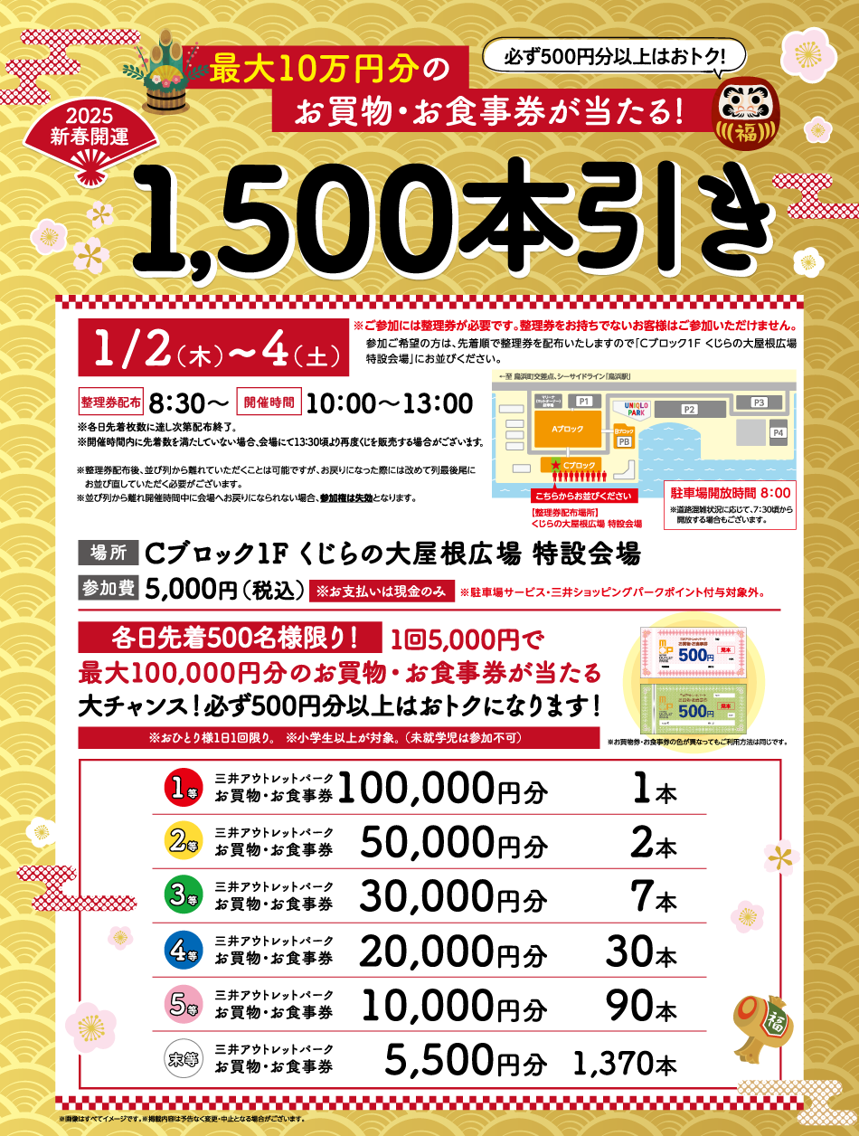 1,500本引き 1/2（木）～4（土）