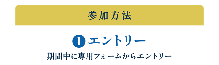 参加方法　1 エントリー　期間中に専用フォームからエントリー