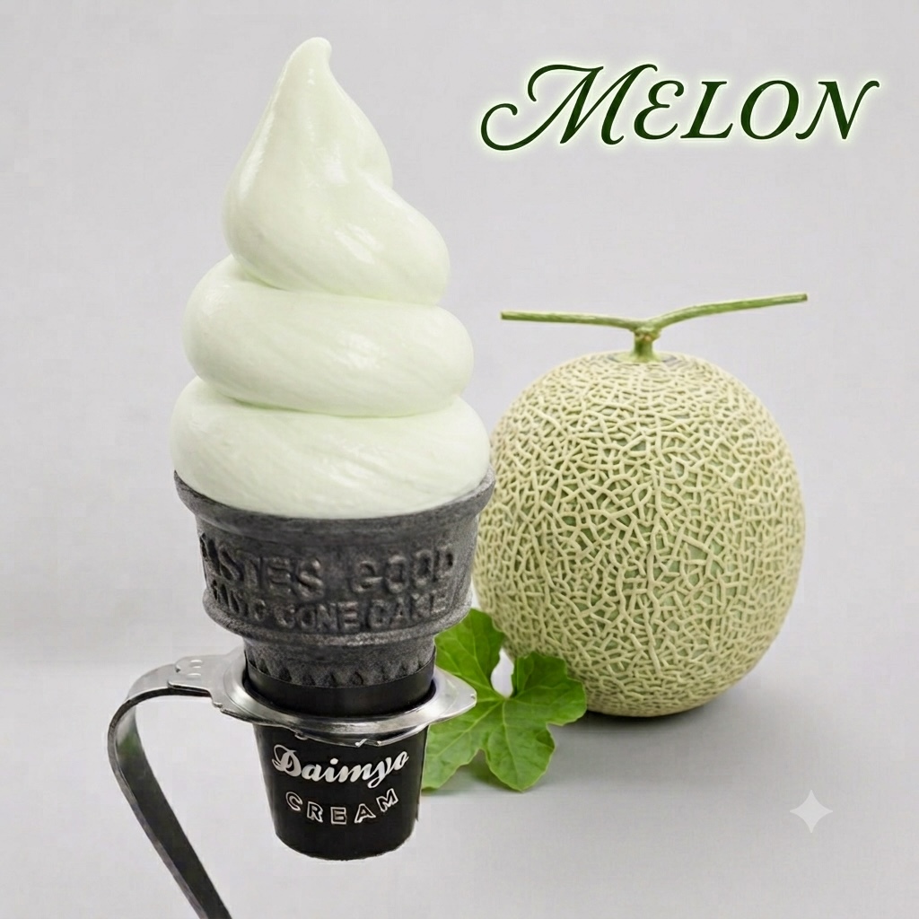 Melon soft serve ice cream
