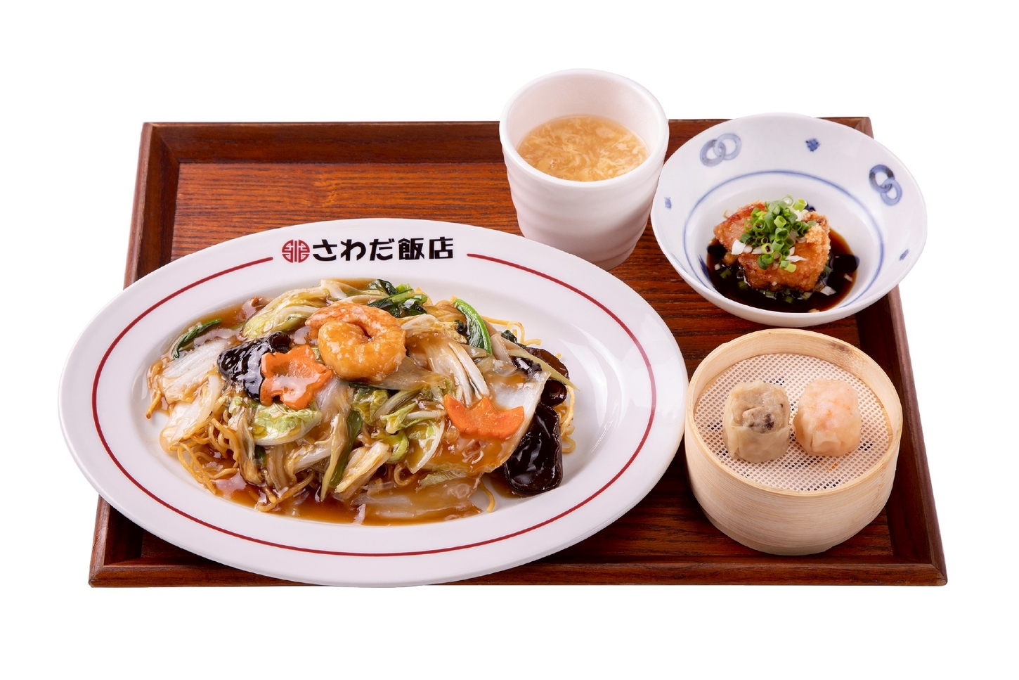 焼き麺も揚げ麺もWで満足！W食感の新ハーモニー!五目焼きそば！