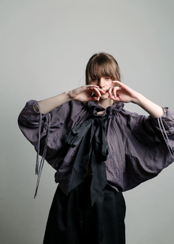 C/Pu Gingham CK 2Way Blouse