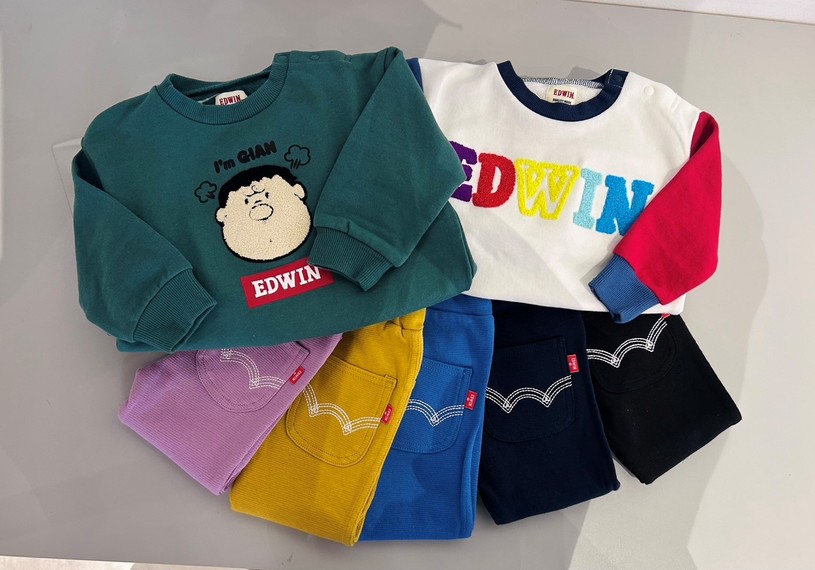 フライスパンツ、ジャイアントレーナー、EDWIN刺繍トレーナー